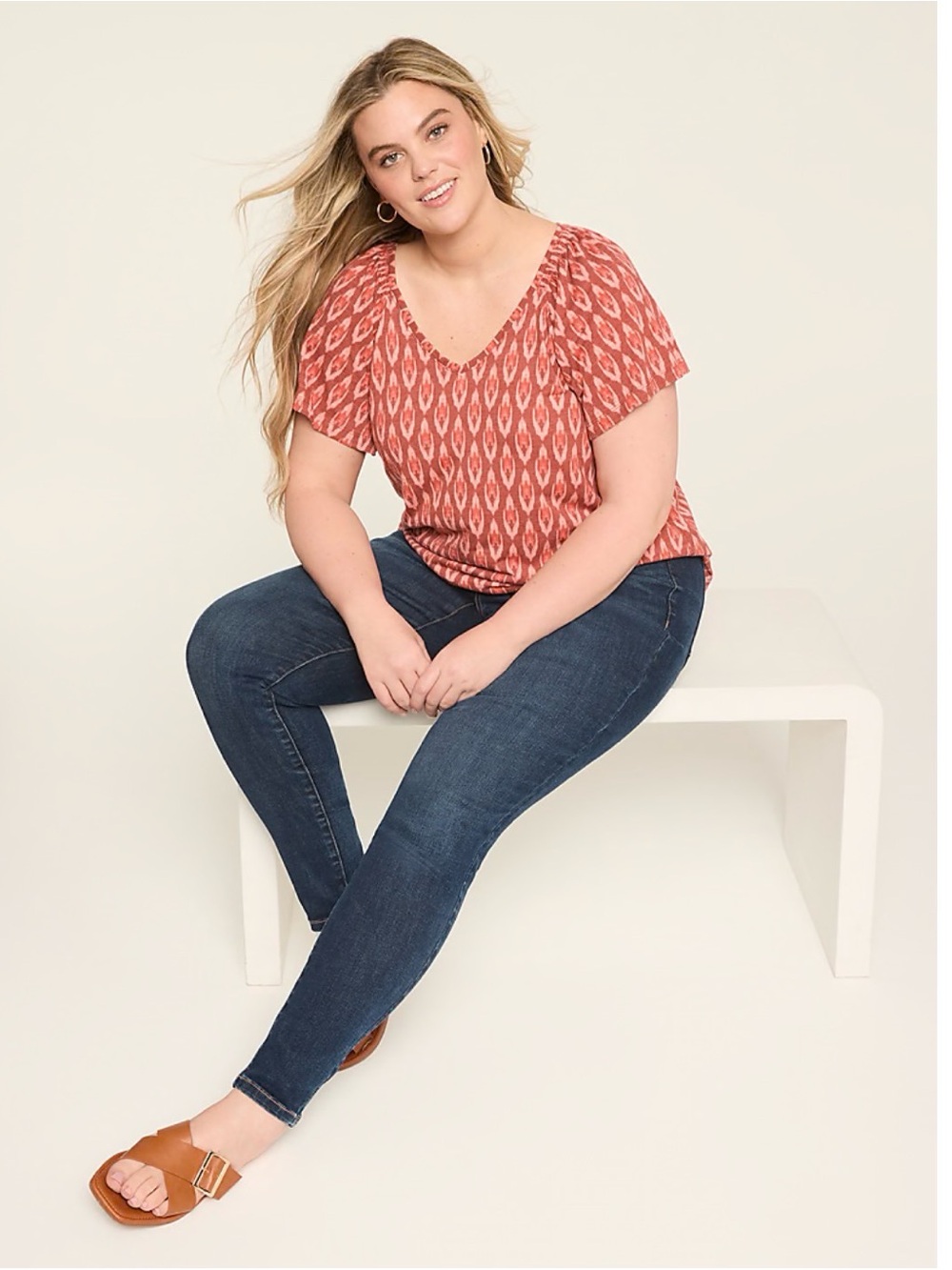 Lane Bryant Smocked V-Neck Top